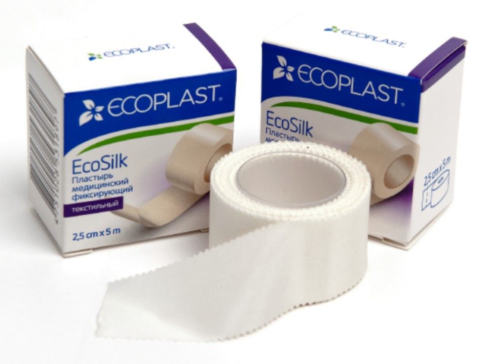 Ecoplast Пластырь фиксирующий Ecosilk, 2.5х500 см, пластырь медицинский, текстильный, 1 шт.