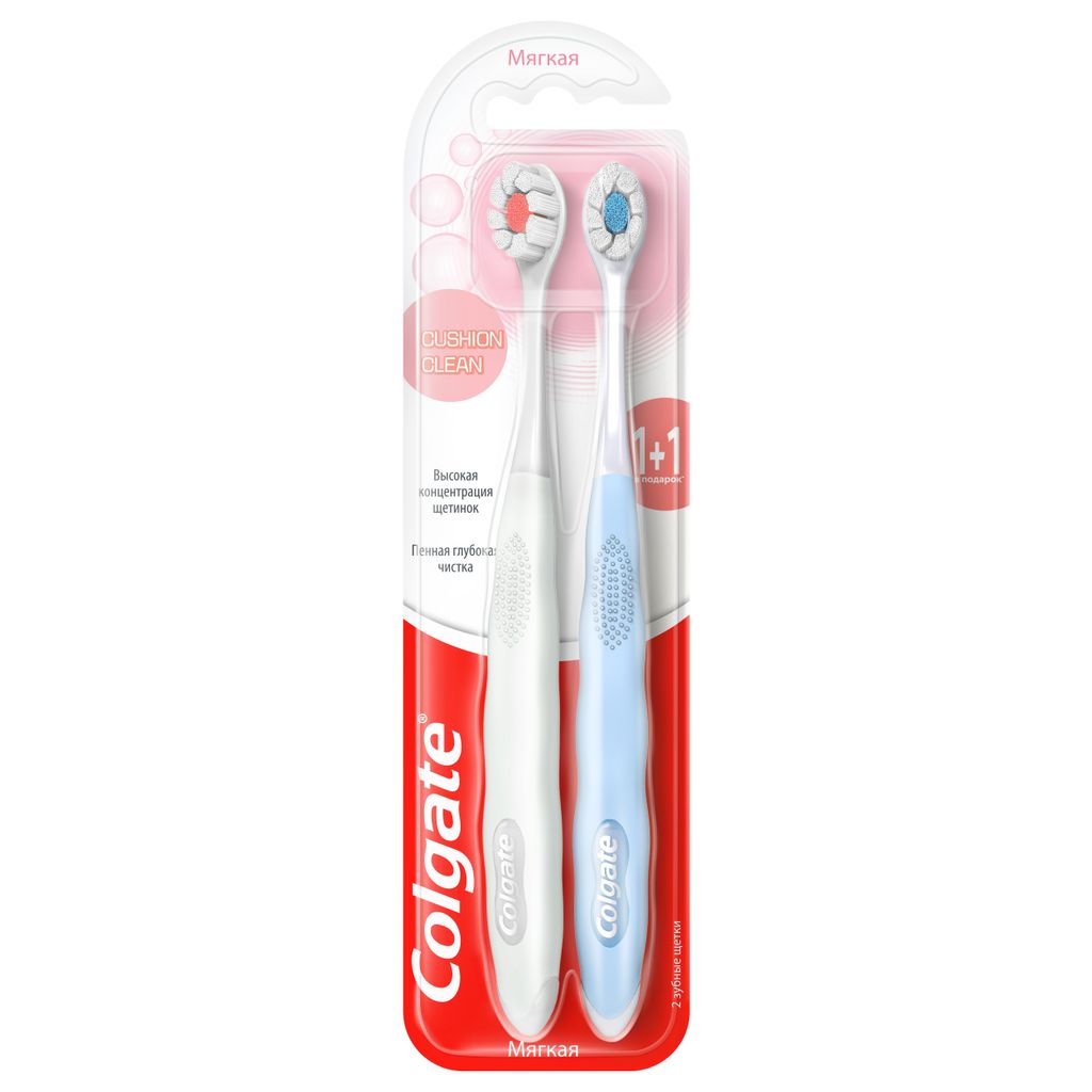 Colgate Cushion Clean Зубная щетка, щетка зубная, мягкая, 2 шт.