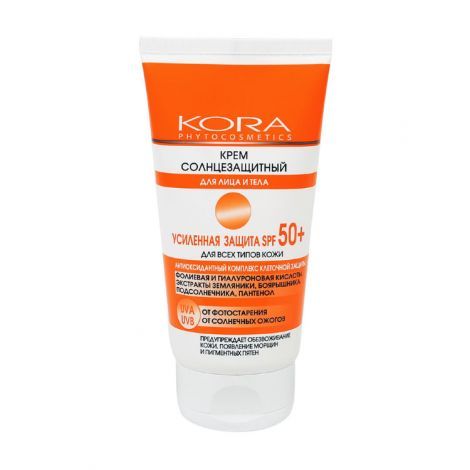 фото упаковки KORA Крем солнцезащитный для лица и тела SPF 50+