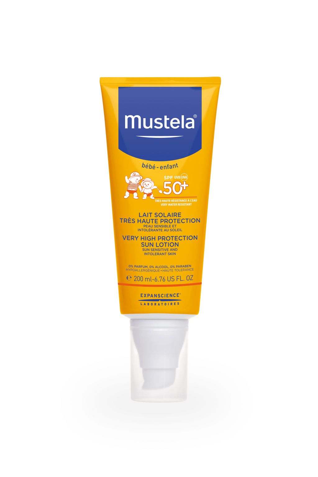 фото упаковки Mustela Sun Солнцезащитное молочко для детей SPF-50+