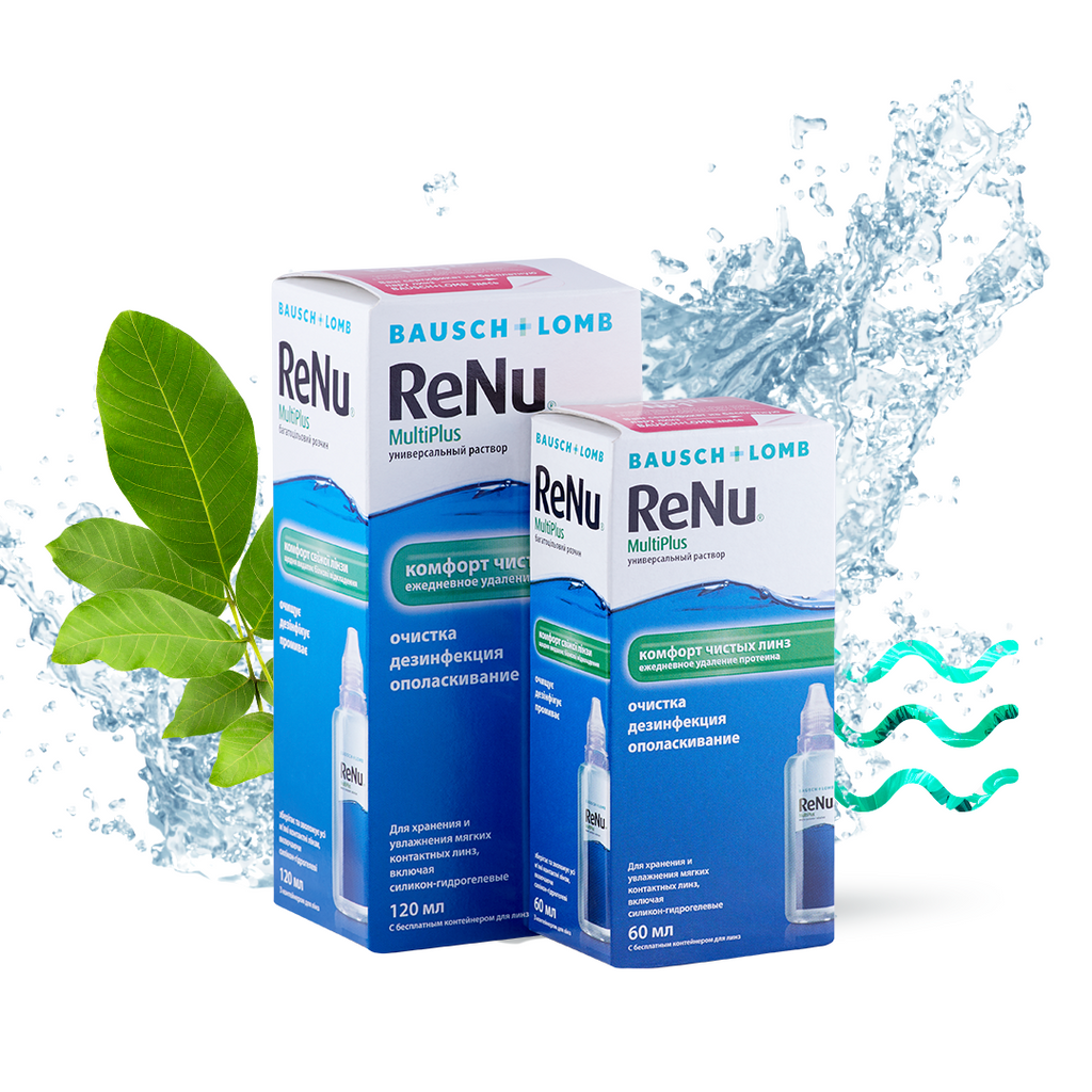 ReNu Multi Plus, раствор для обработки и хранения мягких контактных линз, 60 мл, 1 шт.