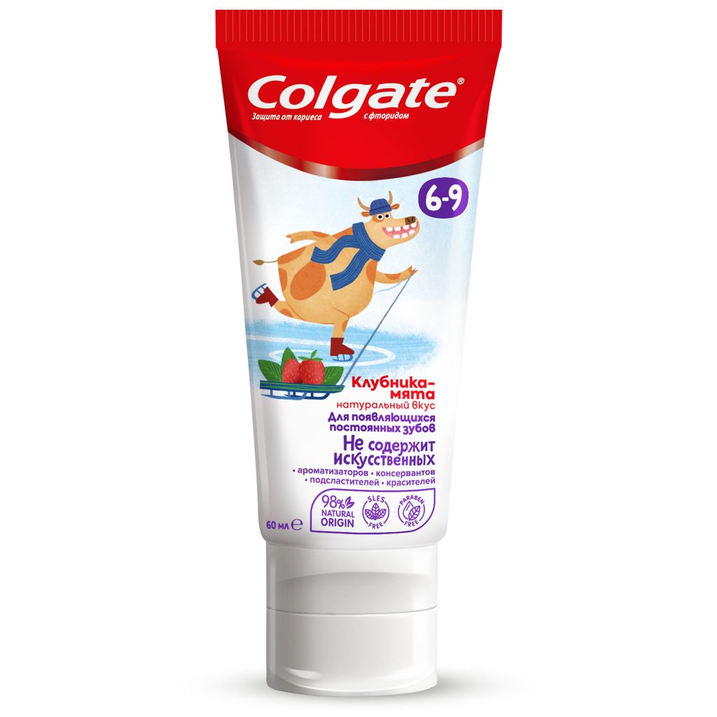 Colgate Паста зубная детская от 6 до 9 лет с фторидом, клубника мята, 60 мл, 1 шт.