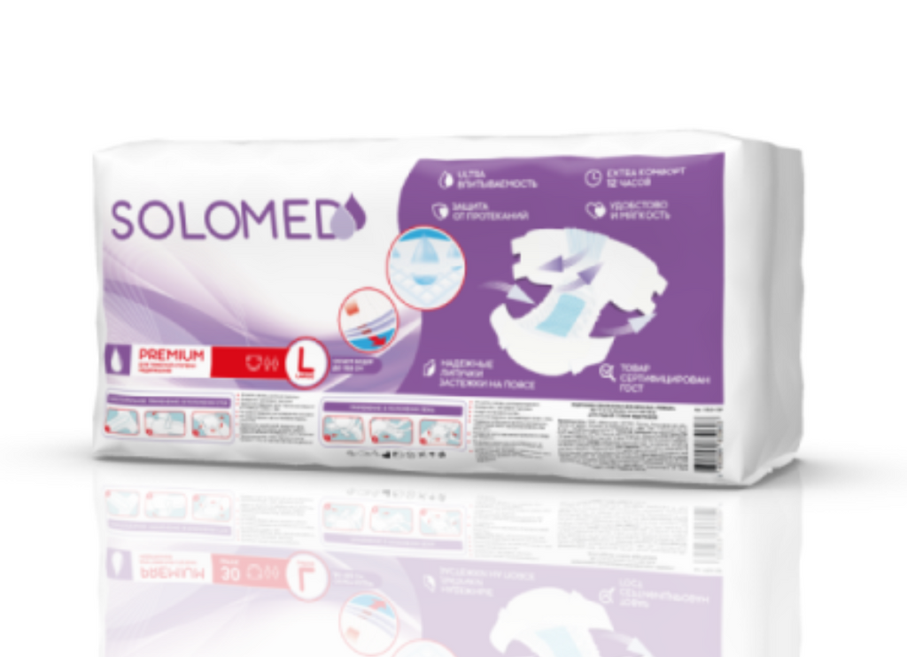 фото упаковки Solomed Premium подгузники для взрослых