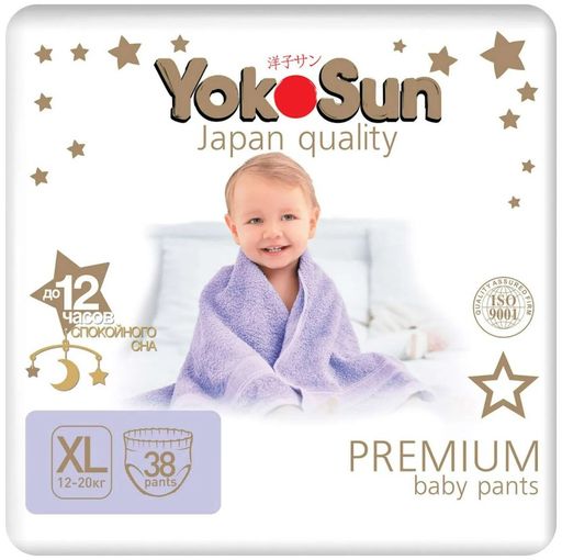 Yokosun Premium Подгузники-трусики детские, XL, 12-20 кг, 38 шт.