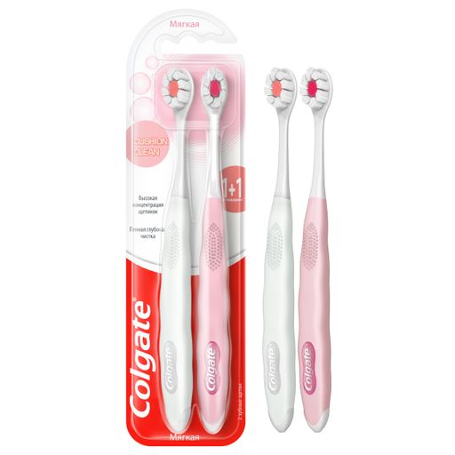 Colgate Cushion Clean Зубная щетка, щетка зубная, мягкая, 2 шт.