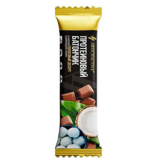Awochactive Батончик протеиновый, кокосовый десерт, 40г, 1 шт.