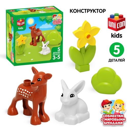 Unicon конструктор Олененок и Зайка, арт. 9468374, игрушка, 5 деталей, 1 шт.