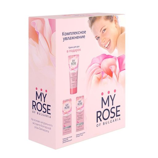 MyRose of Bulgaria Набор Комплексное увлажнение, набор, крем для лица50мл+крем для глаз20мл+крем для рук75мл, 1 шт.