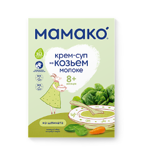 Мамако крем-суп овощной из шпината на козьем молоке, пюре, 150 г, 1 шт.